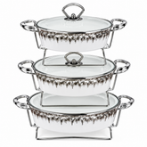 Royal 3-Tier Chafing Dish Serving Set – Elegant Buffet Food Warmer with Glass Lids