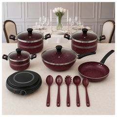 Premium Granite Non-Stick Cookware Set with Hot Plate – Available in 3 Variants