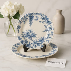 Terrace Blue Floral 18-Piece Dinner Plate Set – Premium Porcelain Tableware