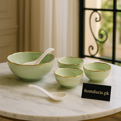 Premium 14-Piece Luxury Soup Set – Elegant Bowls & Spoons with Gold Accents