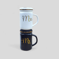 Mr & Mrs Ceramic Cup Set – 2 Pcs | Couple Coffee Mugs