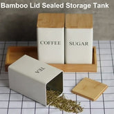 Tea Sugar Coffee Steel Jar Set | 3 Pcs | Wooden Lid