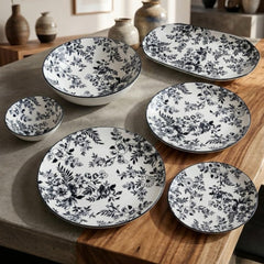32 Pieces Premium Floral Printed Original Ceramic Dinner Set – Elegant Serving Collection