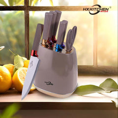 Premium German-Style Stainless Steel Knife Set with Modern Storage Block – 6 Piece Kitchen Collection