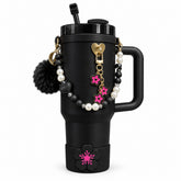 Floral Charm Tumbler – Cute Beaded & Pom-Pom Water Bottle