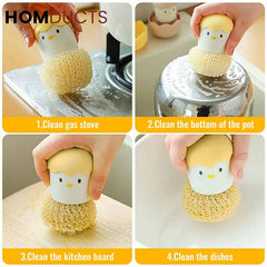 Cute Chick Egg-Shaped Kitchen Sponge Holder with Scrubber β Adorable Dishwashing Tool Organizer