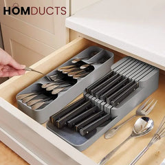 Kitchen drawer knife organizer.