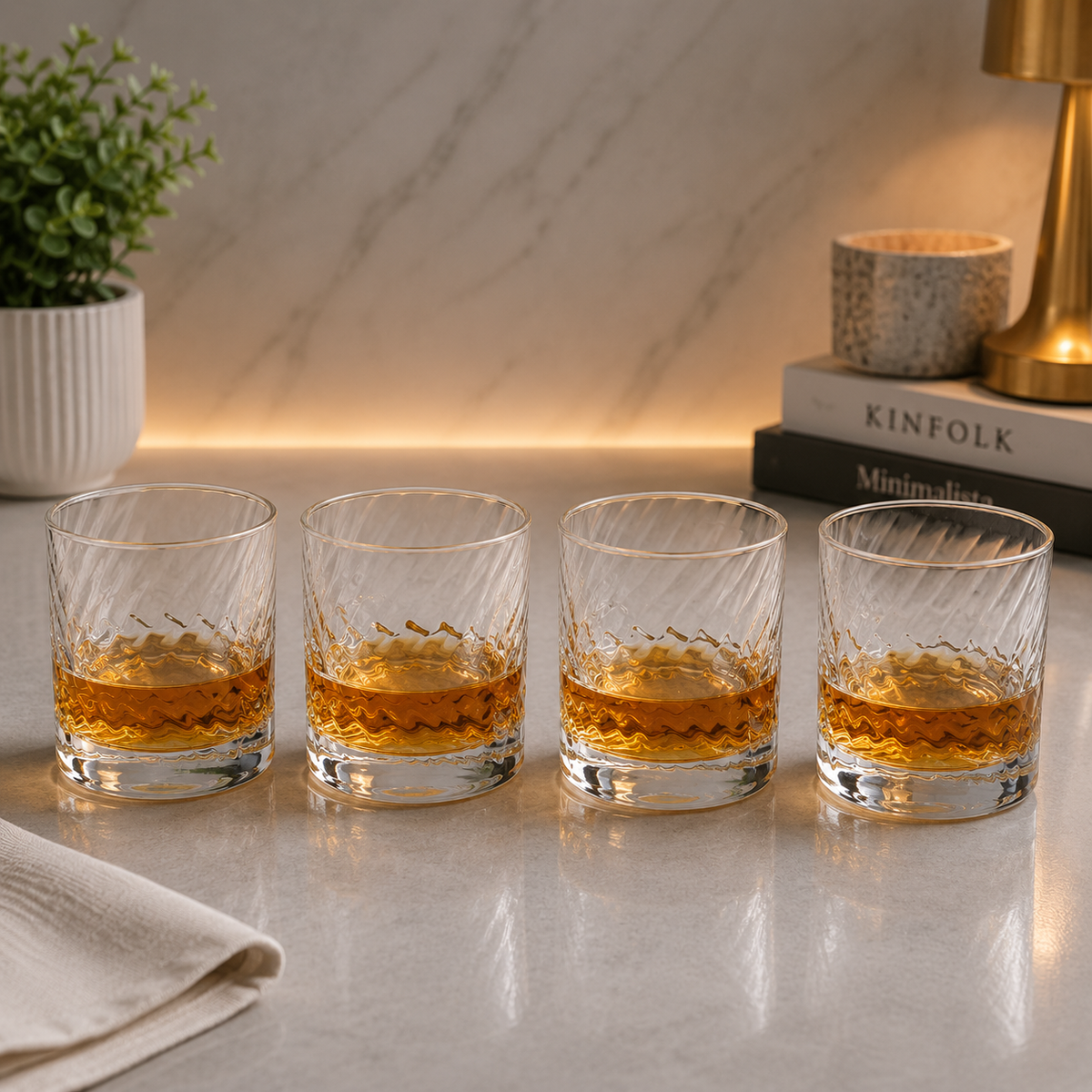 Danny Home Crystal Whiskey Glass Set – 373ml (4 Pcs)