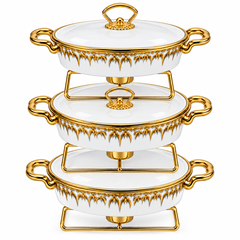 Royal 3-Tier Chafing Dish Serving Set – Elegant Buffet Food Warmer with Glass Lids