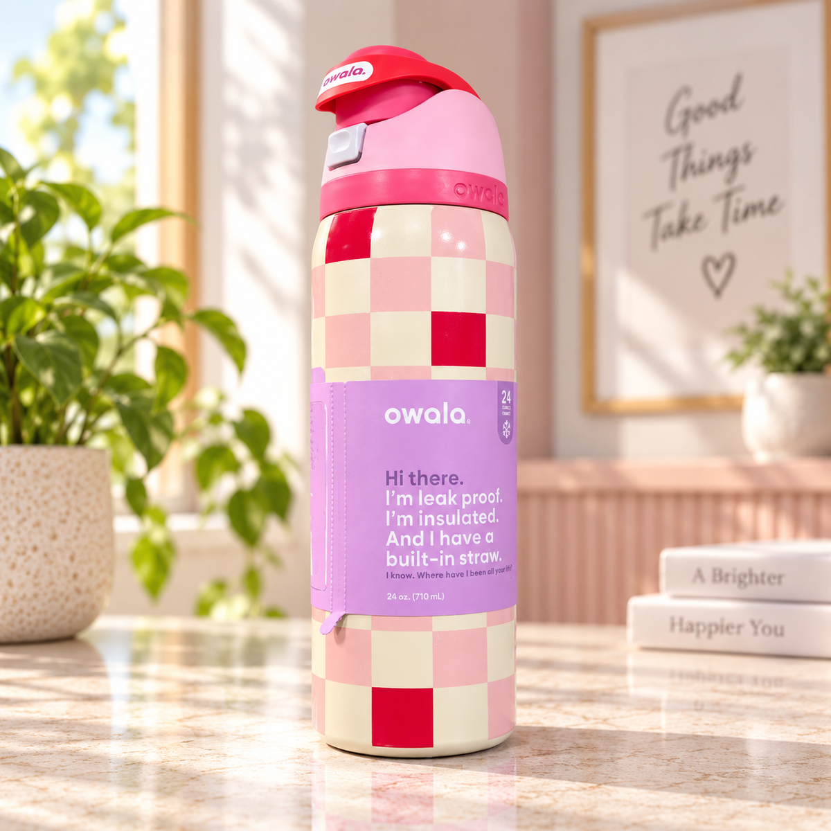 Printed Owala FreeSip Insulated Stainless Steel Water Bottle – 24 oz (Designer Edition)