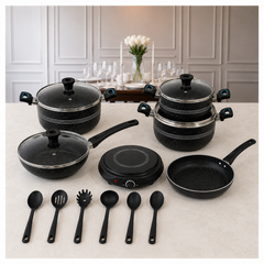 Premium Granite Non-Stick Cookware Set with Hot Plate – Available in 3 Variants