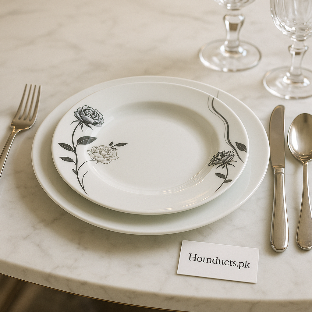 Luxury Floral Dinner Plate Set – 6 Pcs Elegant Porcelain Plates for Dining Table