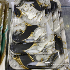 Premium Melamine Serving Tray Set – 4 Pcs Marble Design