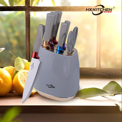 Premium German-Style Stainless Steel Knife Set with Modern Storage Block – 6 Piece Kitchen Collection