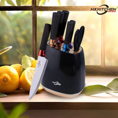 Premium German-Style Stainless Steel Knife Set with Modern Storage Block – 6 Piece Kitchen Collection