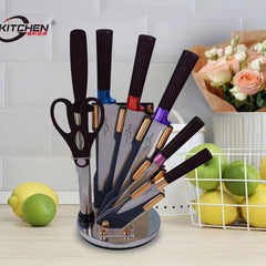 Premium German-Style Knife Set with Acrylic Rotating Stand – 8 Piece Kitchen Collection