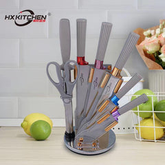 Premium German-Style Knife Set with Acrylic Rotating Stand – 8 Piece Kitchen Collection