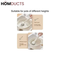 Premium Long-Handled Kitchen Pot Brush – Elegant Wooden & Nylon Bristles